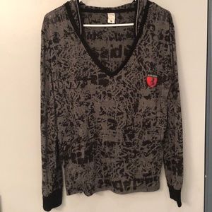 Mens Black Unicorn long sleeve hoodie shirt